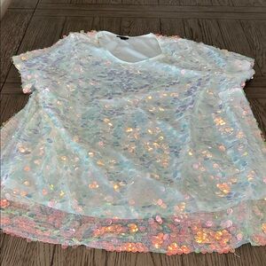 Torrid Iridescent Sequin Short Sleeve Top